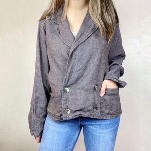 Flax striped brown linen blazer